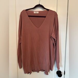Zenana Outfitters V-Neck Long Sleeve Sweater - Mauve